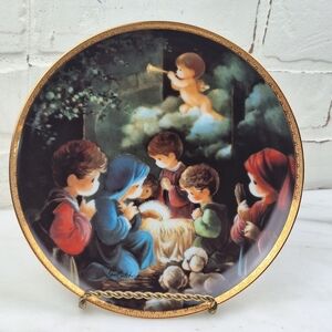 Precious Moments "Come Let Us Adore Him" Nativity Plate Hamilton Collection